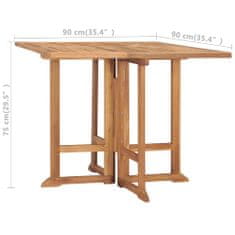 Petromila vidaXL Skladací záhradný jedálenský stôl 90x90x75 cm teakový masív
