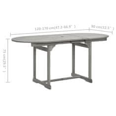 Petromila vidaXL Záhradný jedálenský stôl (120-170)x80x75 masívne akáciové drevo
