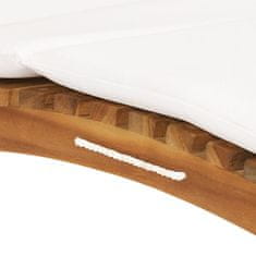 Petromila vidaXL Skladacie záhradné ležadlo s vankúšom krémovo-biele teakové drevo