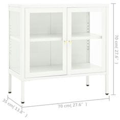 Vidaxl Komoda biela 70x35x70 cm oceľ a sklo