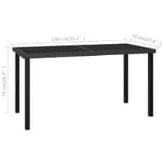 Petromila vidaXL Záhradný jedálenský stôl čierny 140x70x73 cm polyratanový