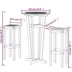 Vidaxl 3-dielna záhradná barová súprava akáciový masív