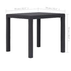 Petromila vidaXL Záhradný stôl hnedý 79x79x72 cm plastový s ratanovým vzhľadom