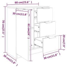 Vidaxl Komoda dymový dub 60x30x70 cm spracované drevo