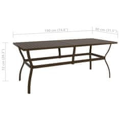 Petromila vidaXL Záhradný stôl hnedý 190x80x72 cm oceľ