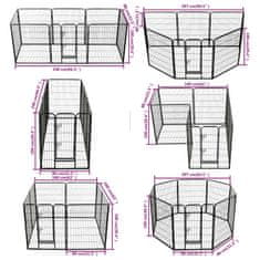 Vidaxl Oceľová ohrádka pre psov s 8 panelmi 80x100 cm čierna