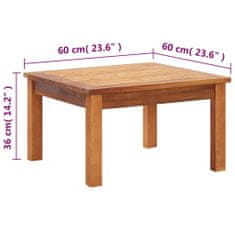 Petromila vidaXL Záhradný konferenčný stolík 60x60x36 cm masívne akáciové drevo