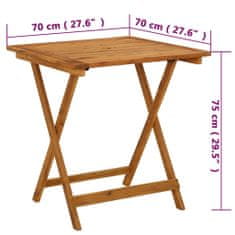 Petromila vidaXL Skladací záhradný stôl 70x70x75 cm, akáciový masív