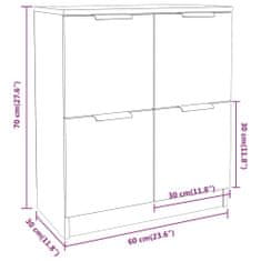 Petromila vidaXL Komody 2 ks sivý sivý dub sonoma 60x30x70 cm spracované drevo