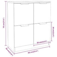 Vidaxl Komoda dymový dub 60x30x70 cm spracované drevo