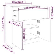 Vidaxl Komoda lesklá biela 60x30x70 cm spracované drevo