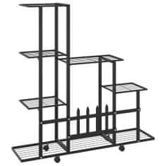 Vidaxl Stojan na kvety s kolieskami 94,5x25x92,5 cm čierny kovový