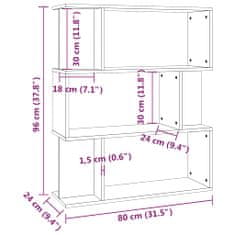 Vidaxl Knižnica/deliaca stena,biela+dub sonoma 80x24x96cm,drevotrieska