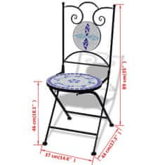 Petromila vidaXL Skladacie záhradné stoličky 2 ks, keramika, modré a biele