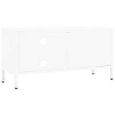 Vidaxl TV skrinka biela 90x30x44 cm oceľ a sklo