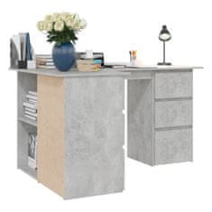 Vidaxl Rohový stôl, betónovo sivý 145x100x76 cm, drevotrieska