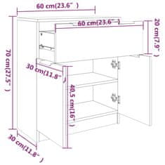 Vidaxl Komoda sivý dub sonoma 60x30x70 cm spracované drevo