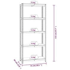 Vidaxl 5-vrstvové police 2 ks antracitové oceľ a spracované drevo