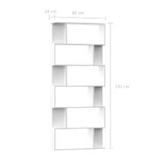 Vidaxl Knižnica/deliaca stena, biela 80x24x192 cm, drevotrieska