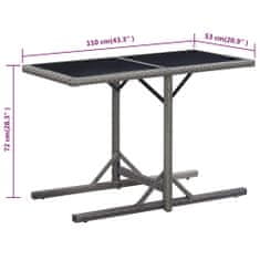 Petromila vidaXL Záhradný stôl antracitový 110x53x72 cm sklenený a polyratan