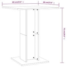 Petromila vidaXL Bistro stolík sivý sonoma 60x60x75 cm spracované drevo