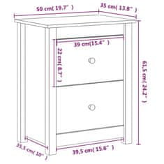 Petromila vidaXL Nočné stolíky 2 ks medovohnedé 50x35x61,5 cm borovicový masív