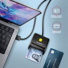 AXAGON CRE-SM3N, USB-A FlatReader čítačka kontaktných kariet Smart card (eObčanka), kábel 1.3m