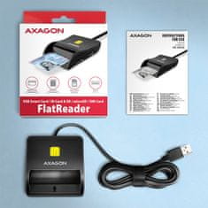 AXAGON CRE-SM3SD, USB-A FlatReader čítačka Smart card (eObčanka) + SD/microSD/SIM, kábel 1.3 m