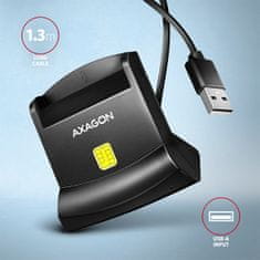 AXAGON CRE-SM4N, USB-A StandReader čítačka kontaktných kariet Smart card (eObčanka), kábel 1.3m