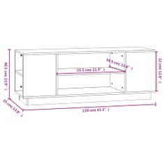 Vidaxl TV skrinka sivá 110x35x40,5 cm masívna borovica