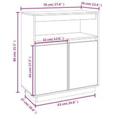 Petromila vidaXL Komoda čierna 70x34x80 cm borovicový masív