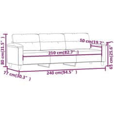 Vidaxl 3-miestna pohovka krémová 210 cm mikrovlákno