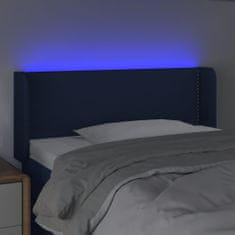 Vidaxl Čelo postele s LED modré 83x16x78/88 cm látka