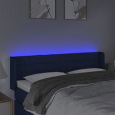 Vidaxl Čelo postele s LED modré 147x16x78/88 cm látka