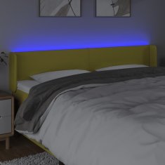 Vidaxl Čelo postele s LED zelené 163x16x78/88 cm látka