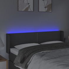 Vidaxl Čelo postele s LED tmavosivé 147x16x78/88 cm látka