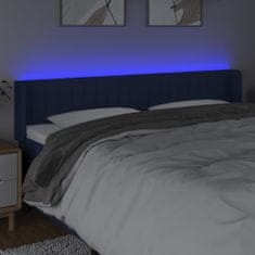 Vidaxl Čelo postele s LED modré 203x16x78/88 cm látka