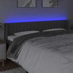 Vidaxl Čelo postele s LED tmavosivé 163x16x78/88 cm látka