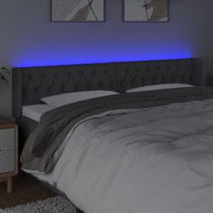 Vidaxl Čelo postele s LED tmavosivé 183x16x78/88 cm látka