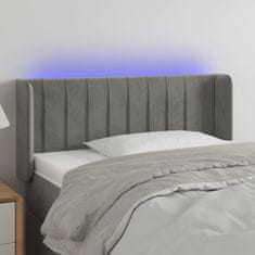 Vidaxl Čelo postele s LED bledosivé 93x16x78/88 cm zamat