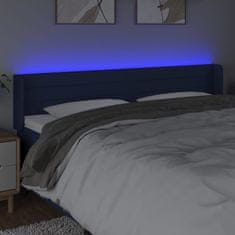 Vidaxl Čelo postele s LED modré 163x16x78/88 cm látka