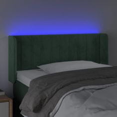 Vidaxl Čelo postele s LED tmavozelené 83x16x78/88 cm zamat