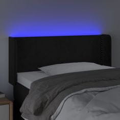 Vidaxl Čelo postele s LED čierne 103x16x78/88 cm zamat