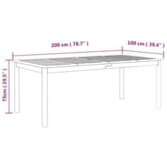 Petromila vidaXL Záhradný stôl sivý 200x100x75 cm masívne akáciové drevo