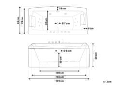 Beliani Vírivá vaňa s LED osvetlením a vodnými tryskami biela MOOR