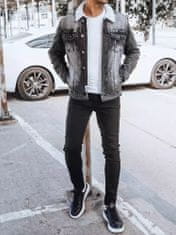 Dstreet Pánska džínsová zateplená trucker bunda s koženým golierom Miss čierna L