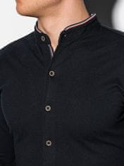 OMBRE Pánska košeľa s dlhým rukávom Healy čierna xl