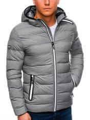 OMBRE Pánska prešívaná zimná bunda Elias šedá XL