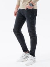 OMBRE Pánske džínsy Skinny fit Regdar čierna XL