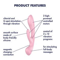 Satisfyer Satisfyer Triple Oh (Pink), rabbit vibrátor a masážna hlavica